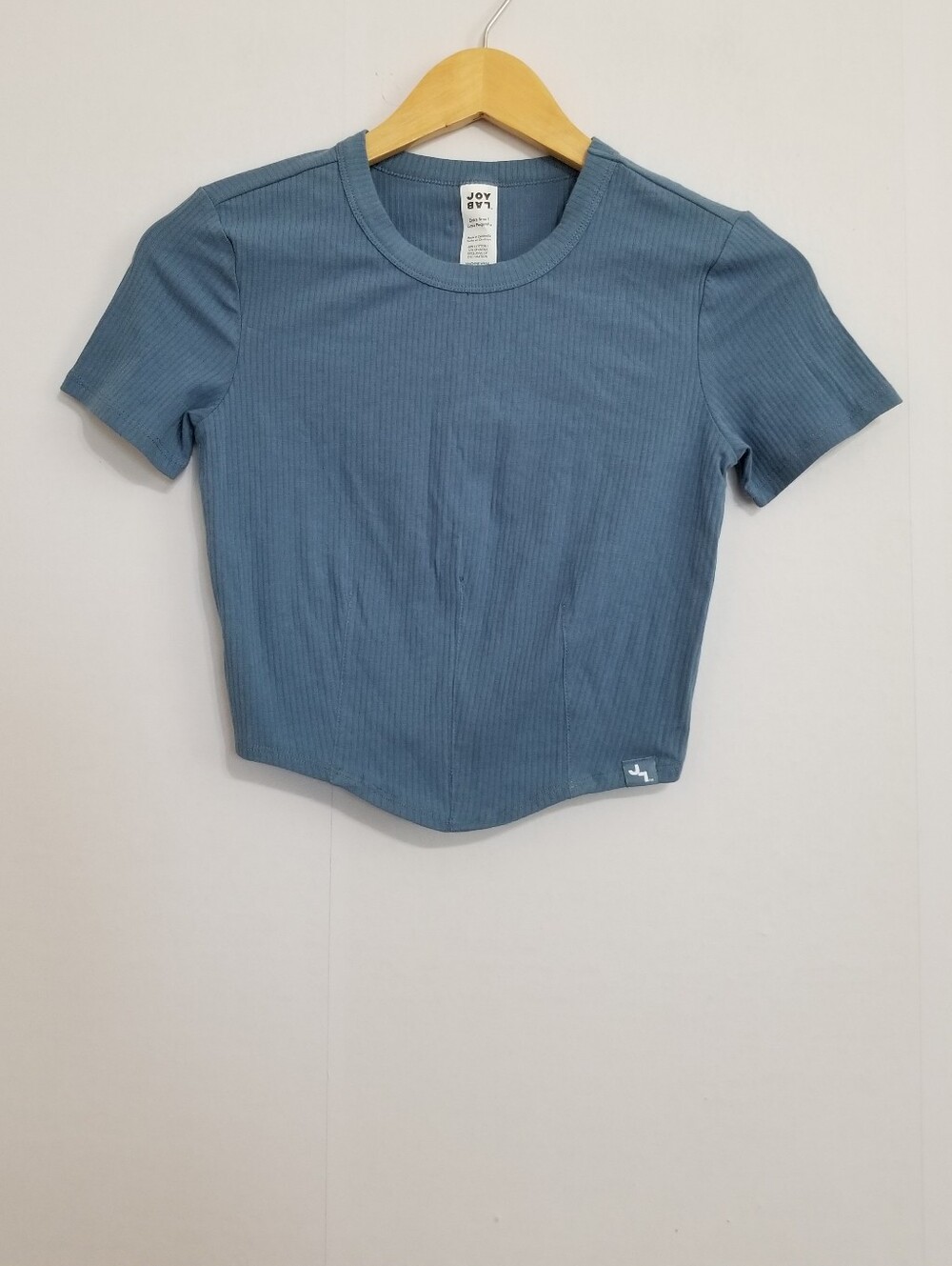 NWT Joylab Sailor Blue Ribbed Short Sleeve Cropped Top Size XS